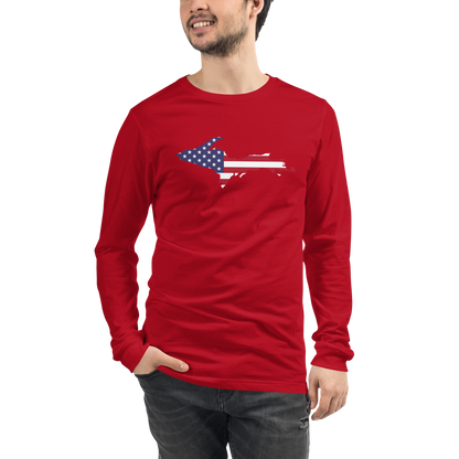 Michigan Upper Peninsula T-Shirt (w/ UP USA Flag Outline) | Unisex Long Sleeve