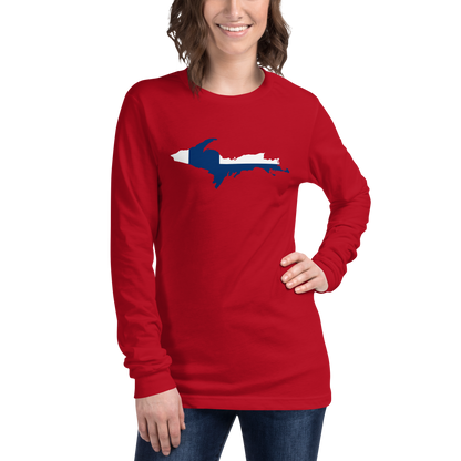 Michigan Upper Peninsula T-Shirt (w/ UP Finland Flag Outline) | Unisex Long Sleeve