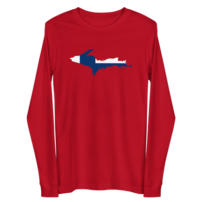 Michigan Upper Peninsula T-Shirt (w/ UP Finland Flag Outline) | Unisex Long Sleeve