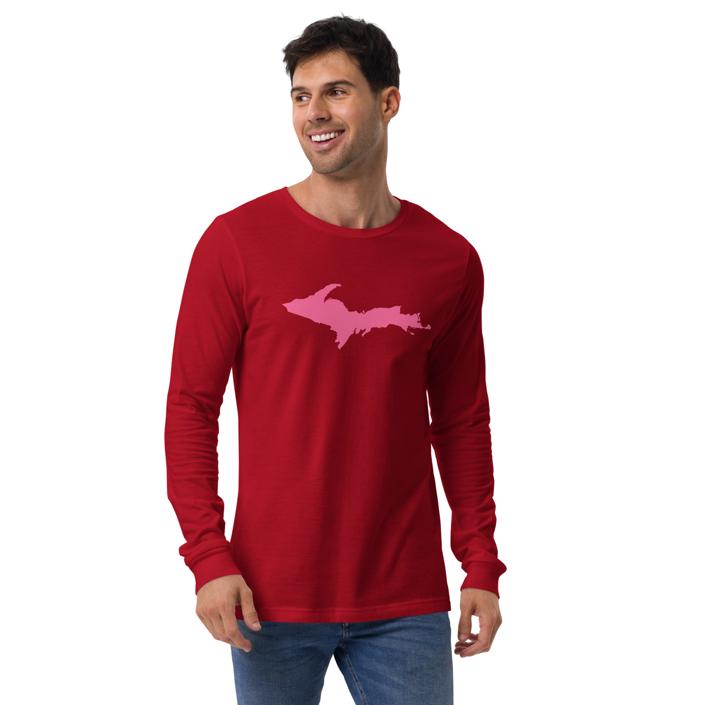 Michigan Upper Peninsula T-Shirt (w/ Pink UP Outline) | Unisex Long Sleeve