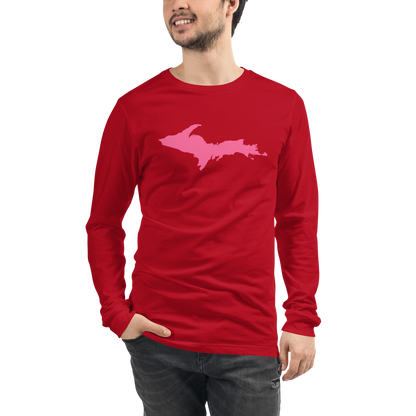 Michigan Upper Peninsula T-Shirt (w/ Pink UP Outline) | Unisex Long Sleeve