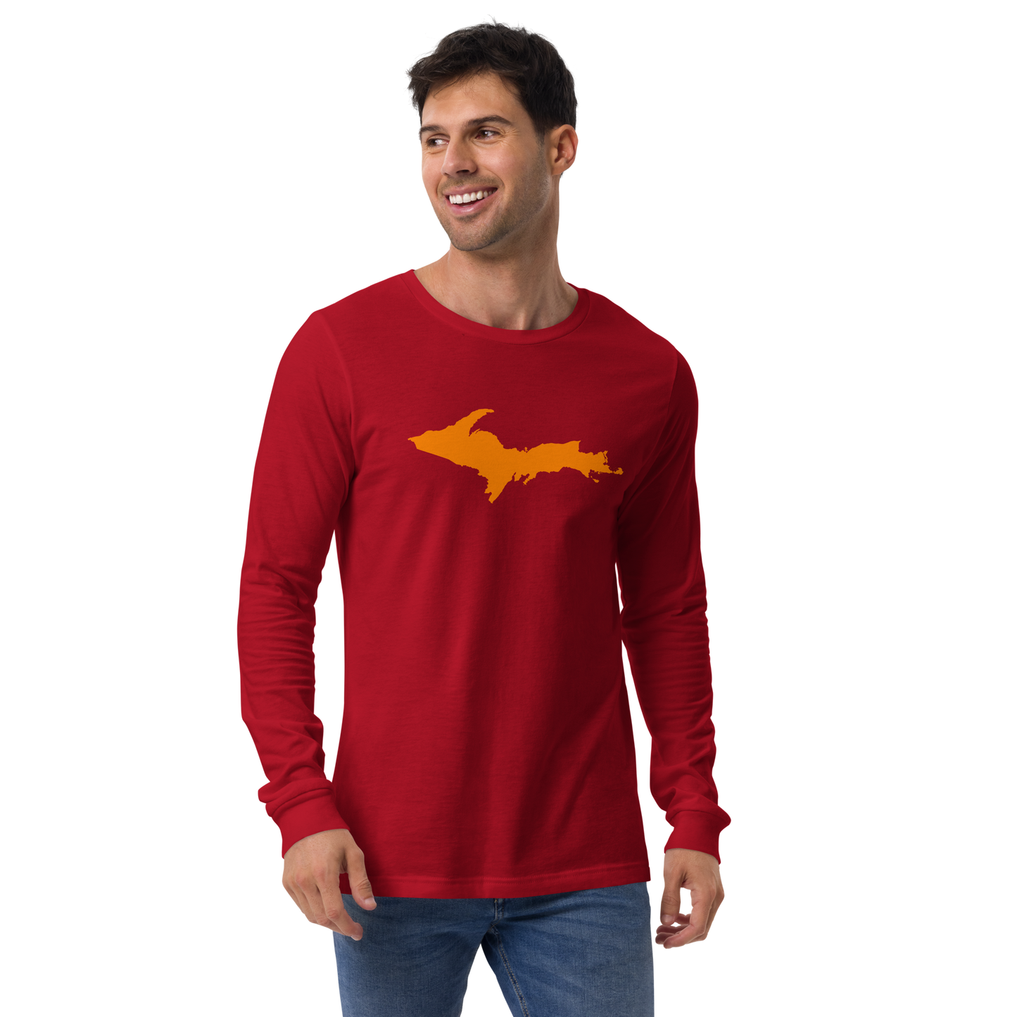 Michigan Upper Peninsula T-Shirt (w/ Orange UP Outline) | Unisex Long Sleeve