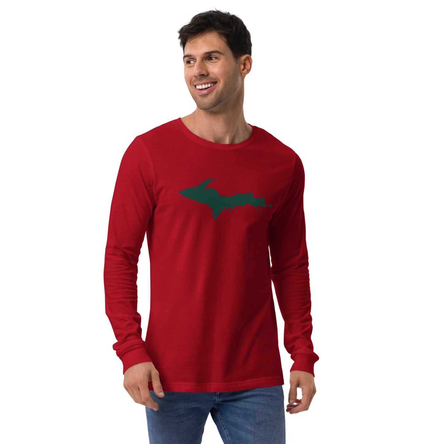 Michigan Upper Peninsula T-Shirt (w/ Green UP Outline) | Unisex Long Sleeve