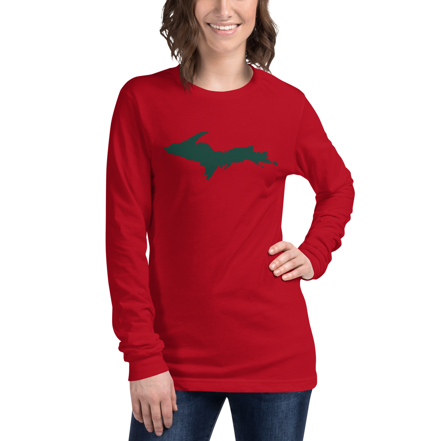 Michigan Upper Peninsula T-Shirt (w/ Green UP Outline) | Unisex Long Sleeve