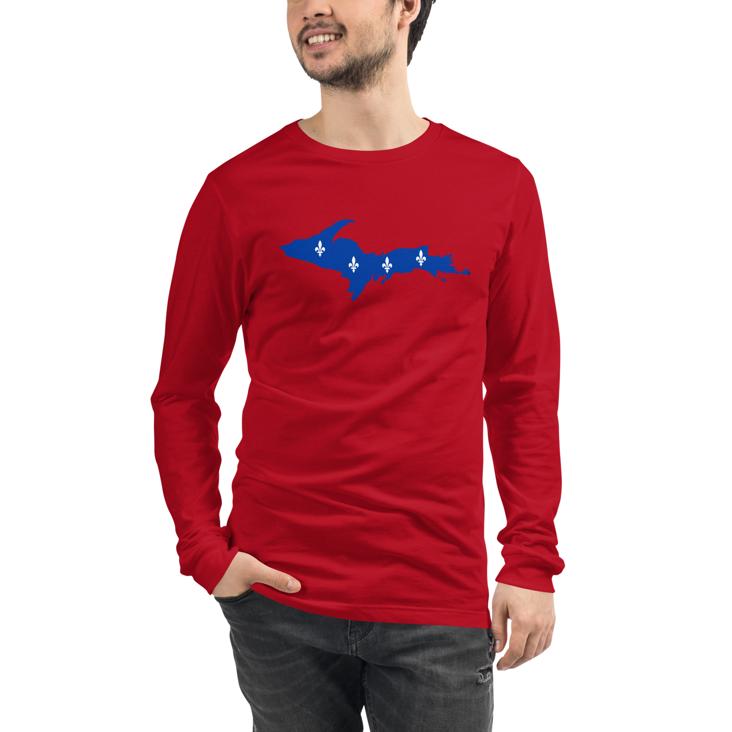 Michigan Upper Peninsula T-Shirt (w/ UP Quebec Flag Outline) | Unisex Long Sleeve