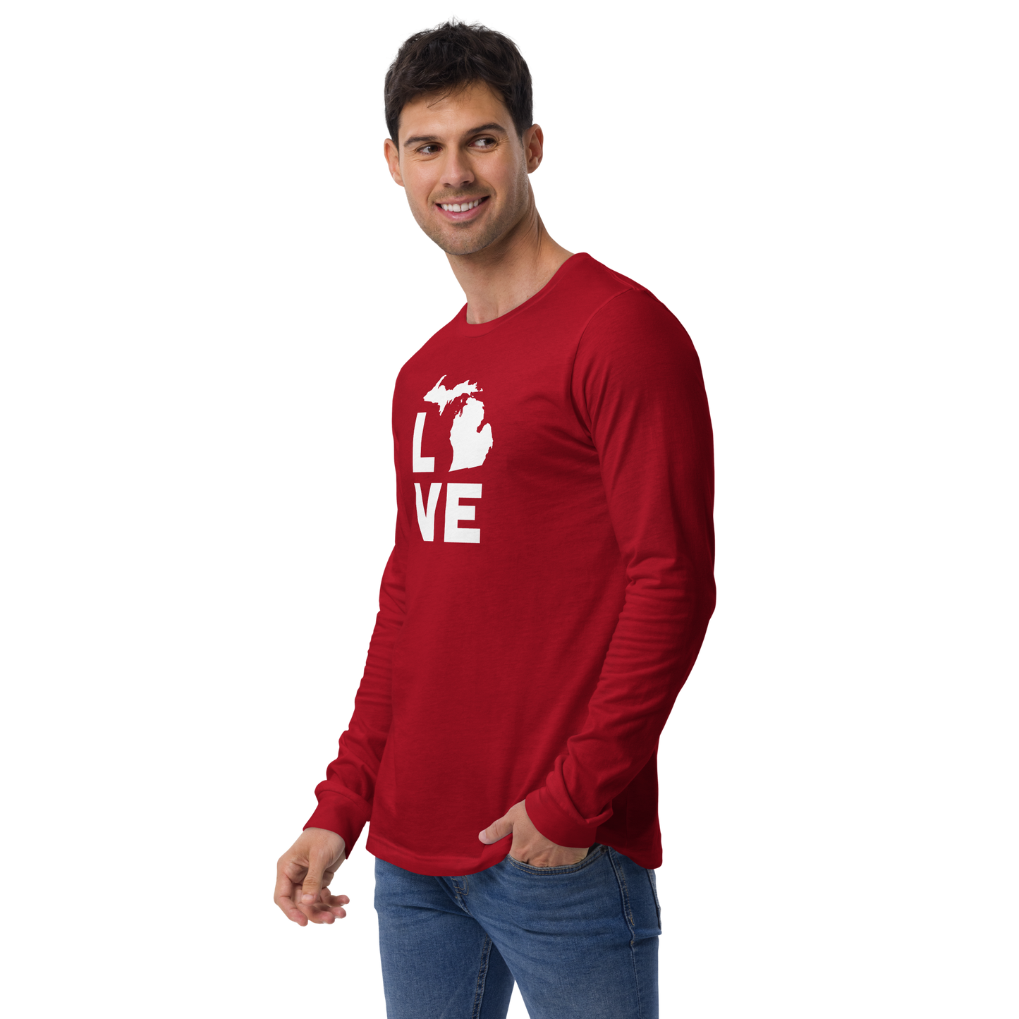 Michigan 'Love' T-Shirt (Geometric Sans Font) | Unisex Long Sleeve