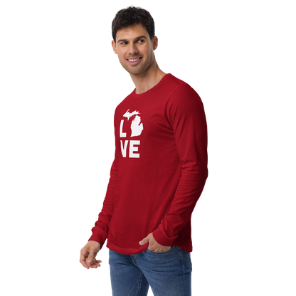 Michigan 'Love' T-Shirt (Geometric Sans Font) | Unisex Long Sleeve