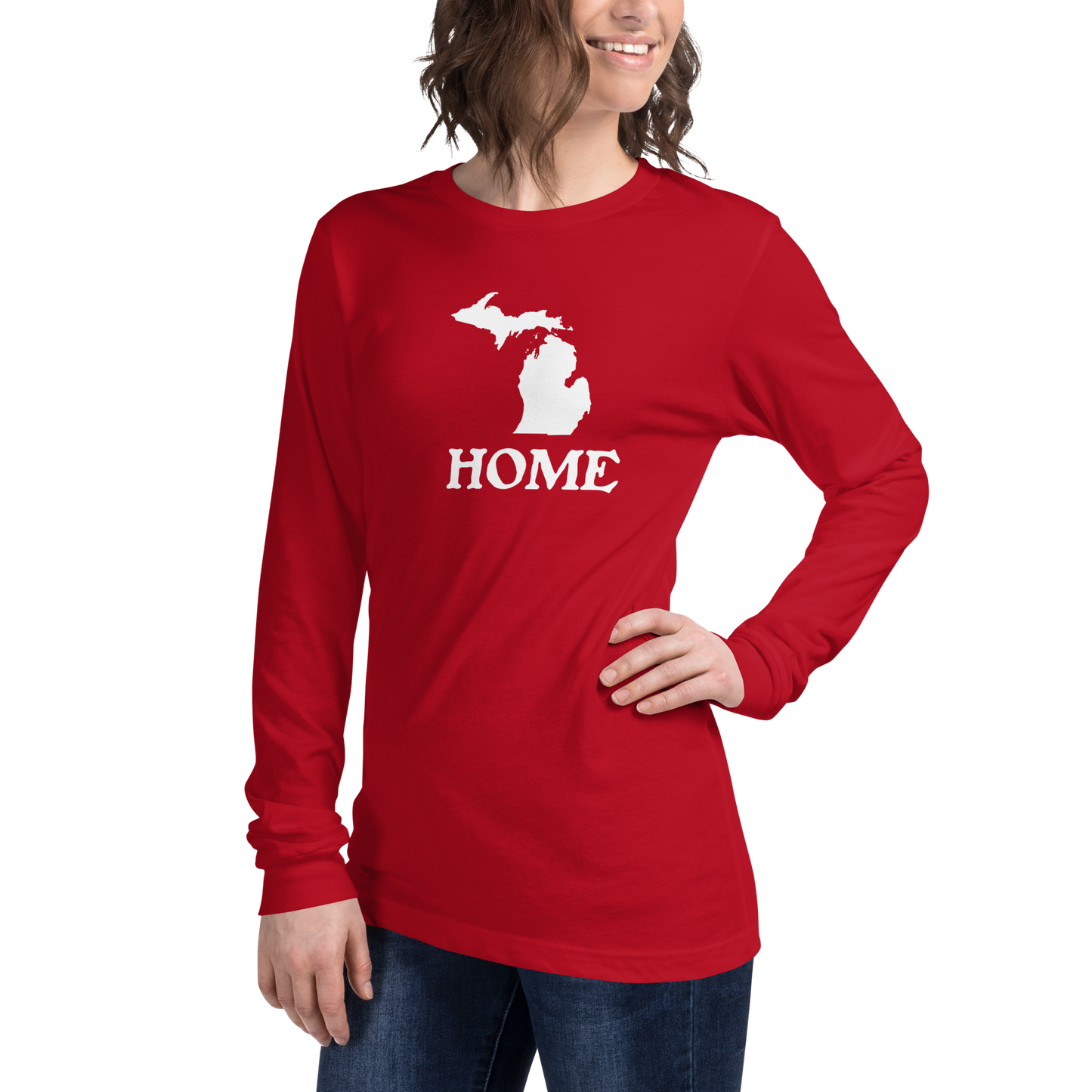 Michigan 'Home' T-Shirt (Woodcut Font) | Unisex Long Sleeve