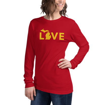 Michigan 'Love' T-Shirt (Geometric Sans Font - Gold/Navy) | Unisex Long Sleeve