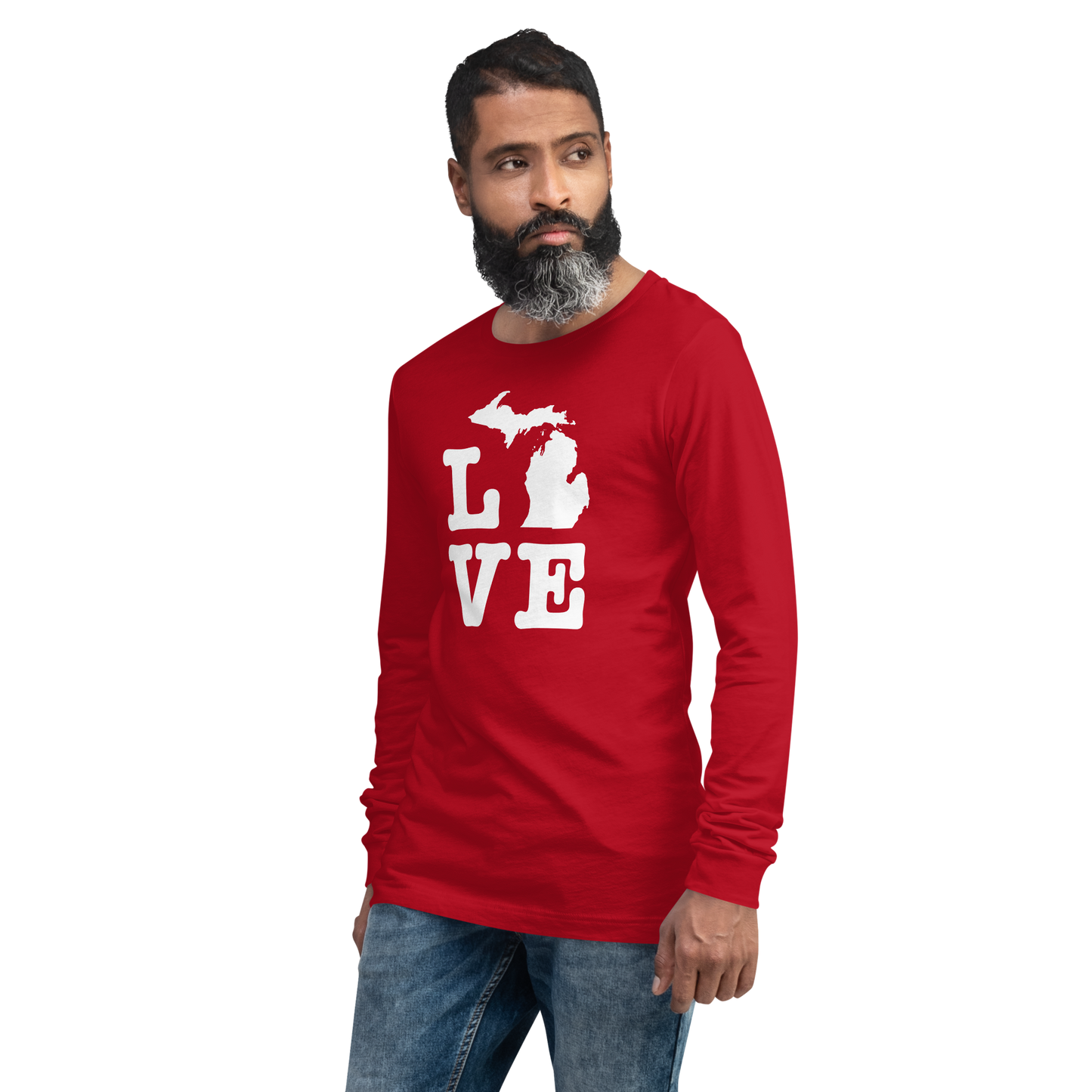 Michigan 'Love' T-Shirt (Typewriter Font) | Unisex Long Sleeve