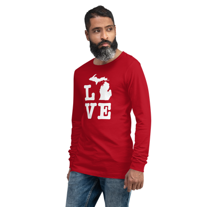 Michigan 'Love' T-Shirt (Typewriter Font) | Unisex Long Sleeve