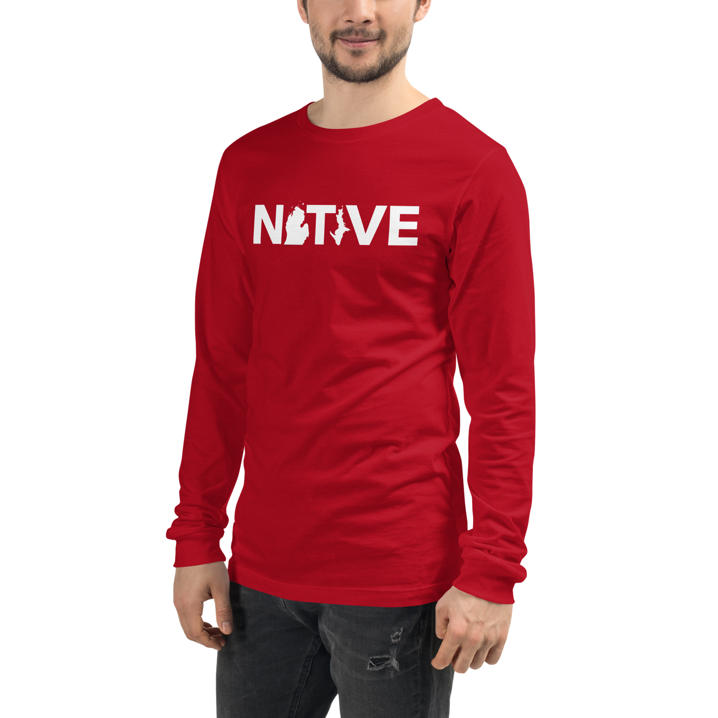 Michigan 'Native' T-Shirt (Geometric Sans Font) | Unisex Long Sleeve