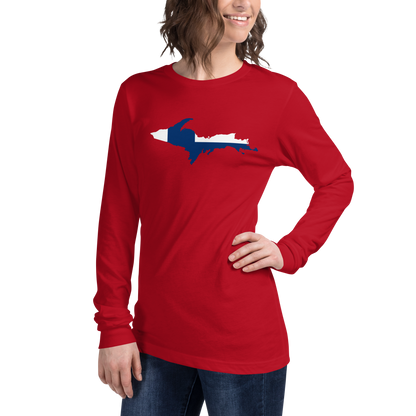 Michigan Upper Peninsula T-Shirt (w/ UP Finland Flag Outline) | Unisex Long Sleeve