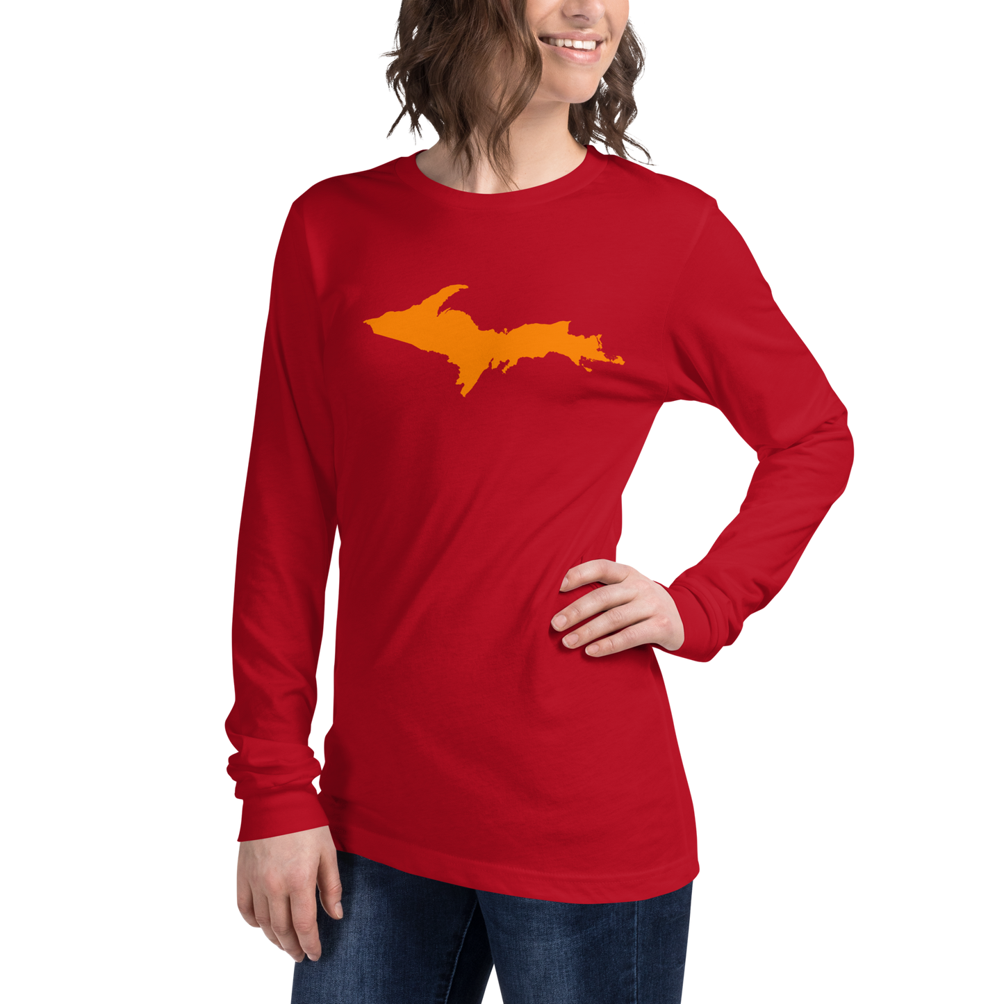 Michigan Upper Peninsula T-Shirt (w/ Orange UP Outline) | Unisex Long Sleeve