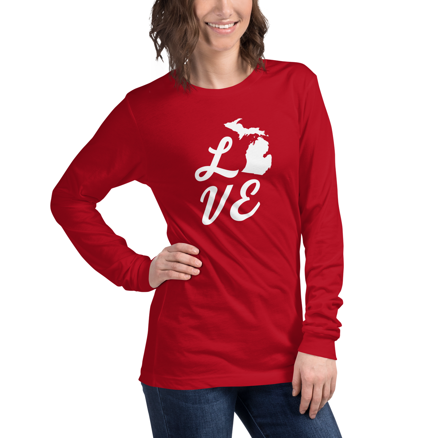 Michigan 'Love' T-Shirt (Retro Script Font) | Unisex Long Sleeve