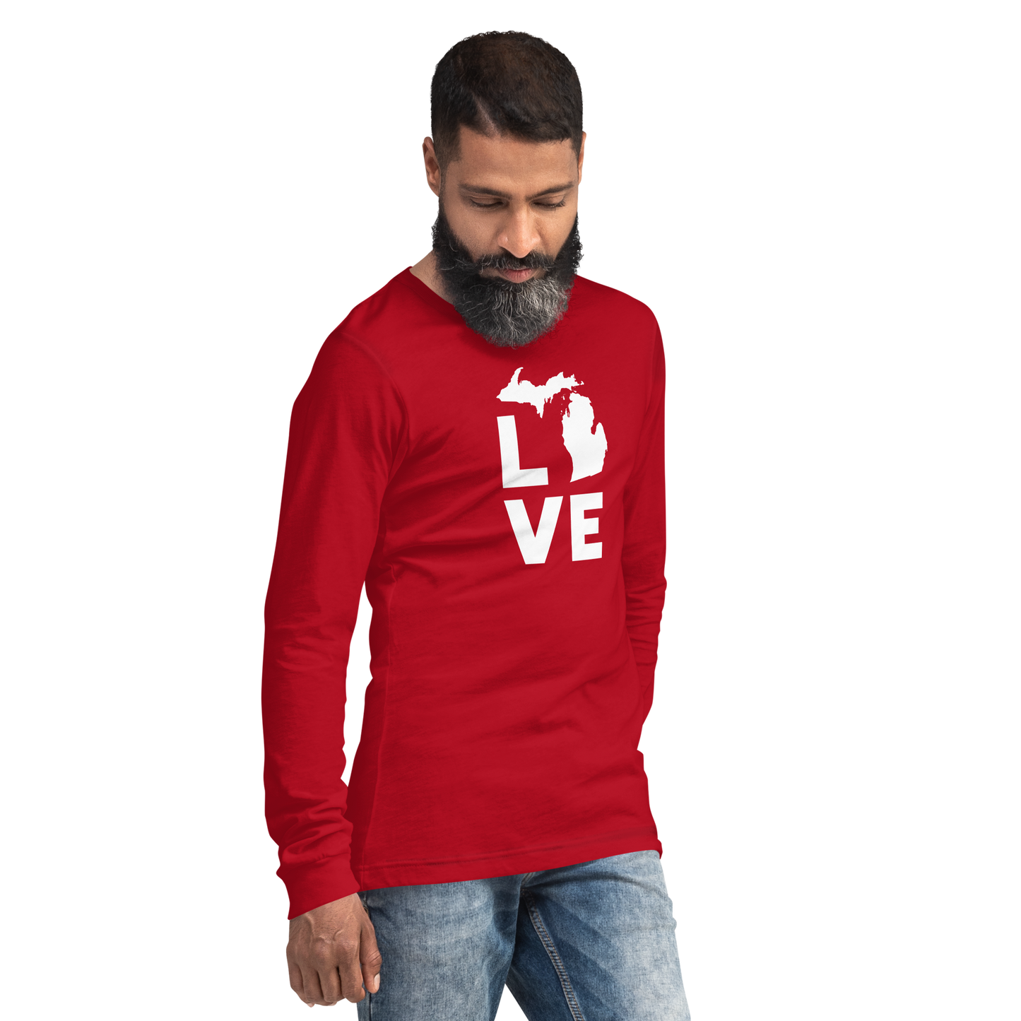 Michigan 'Love' T-Shirt (Geometric Sans Font) | Unisex Long Sleeve