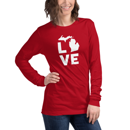 Michigan 'Love' T-Shirt (Geometric Sans Font) | Unisex Long Sleeve