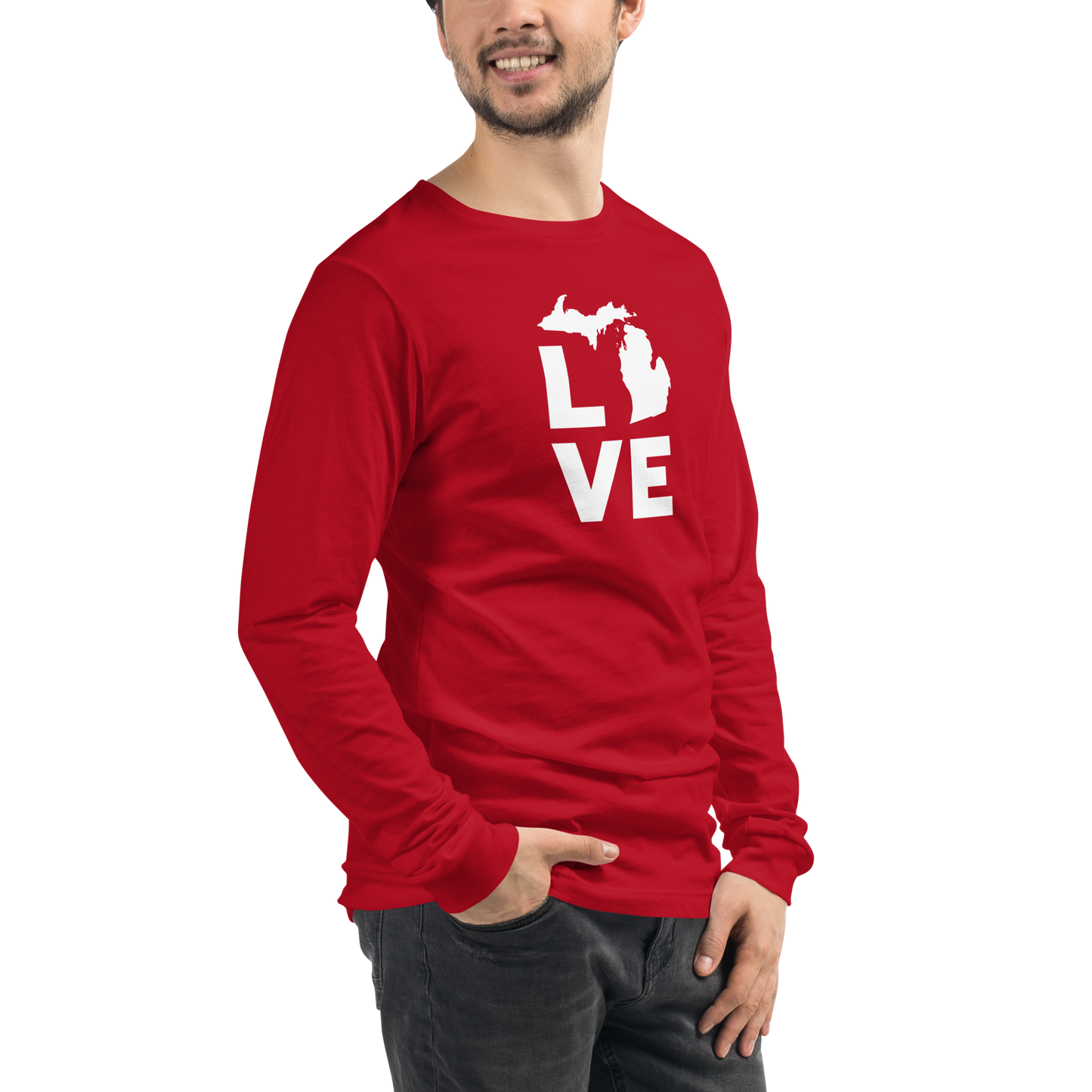 Michigan 'Love' T-Shirt (Geometric Sans Font) | Unisex Long Sleeve