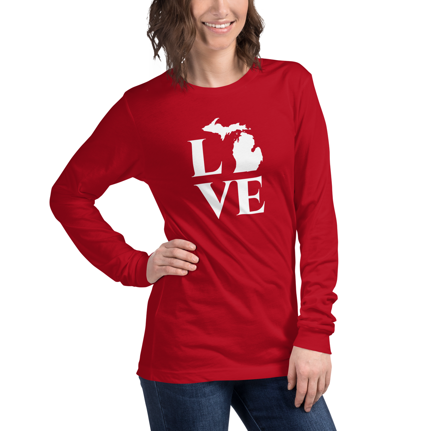 Michigan 'Love' T-Shirt (Roman Serif Font) | Unisex Long Sleeve