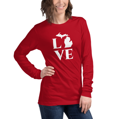 Michigan 'Love' T-Shirt (Roman Serif Font) | Unisex Long Sleeve