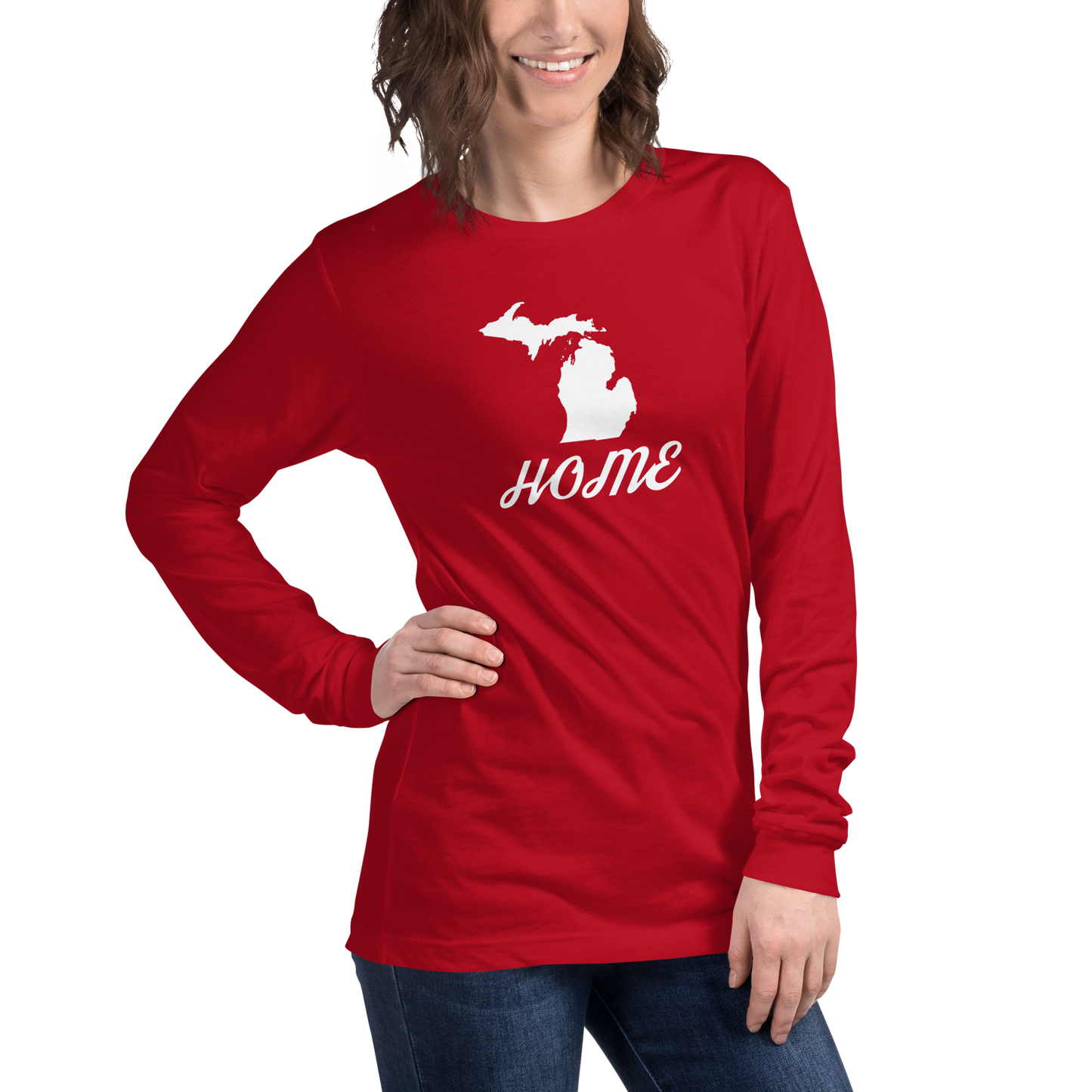 Michigan 'Home' T-Shirt (Retro Script Font) | Unisex Long Sleeve