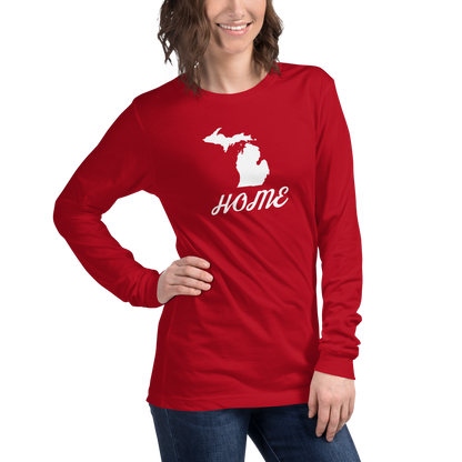 Michigan 'Home' T-Shirt (Retro Script Font) | Unisex Long Sleeve