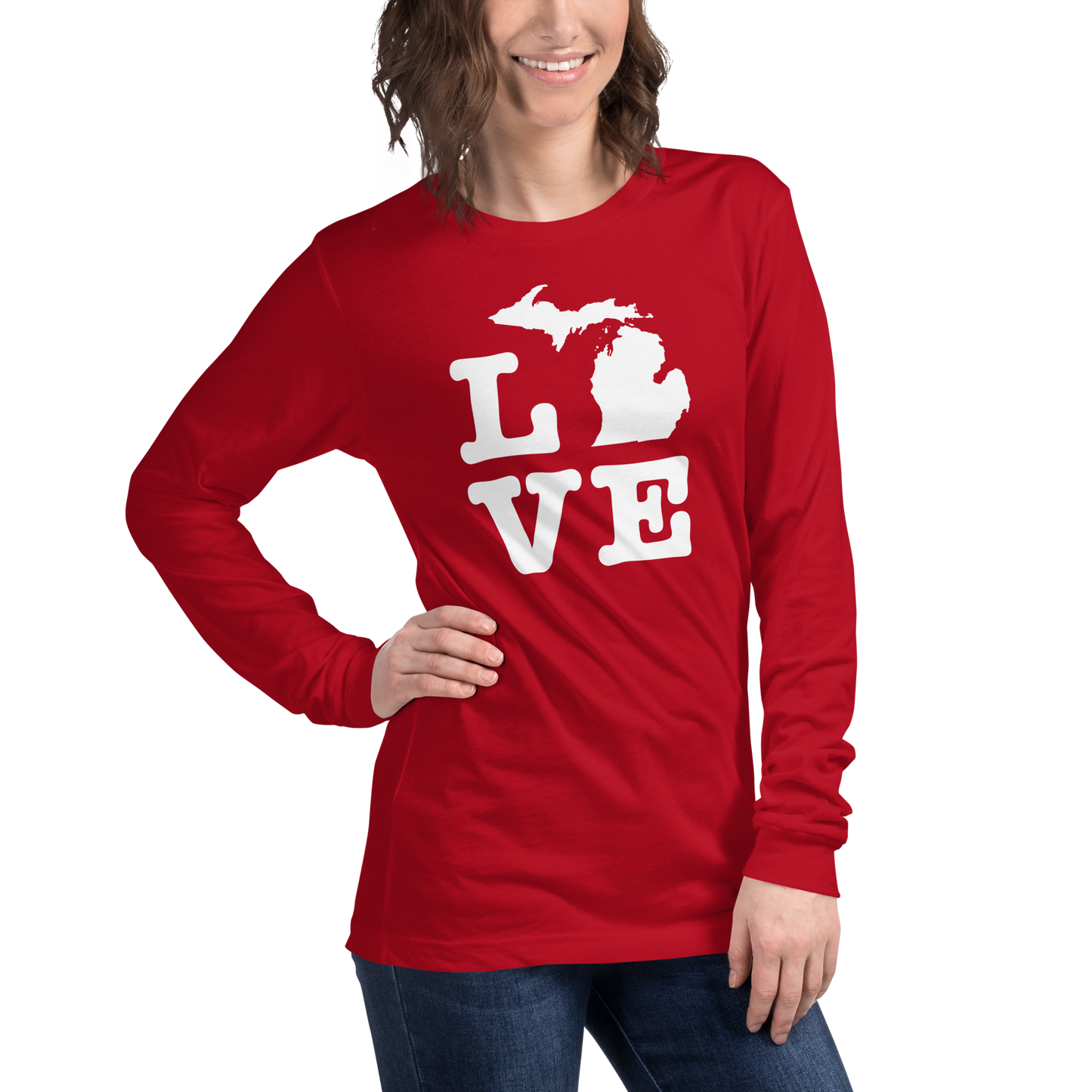 Michigan 'Love' T-Shirt (Typewriter Font) | Unisex Long Sleeve