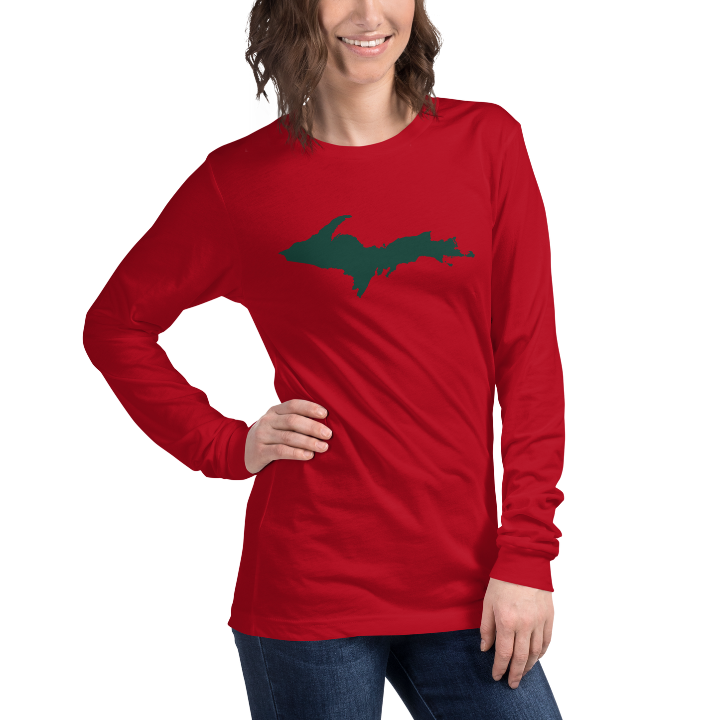 Michigan Upper Peninsula T-Shirt (w/ Green UP Outline) | Unisex Long Sleeve