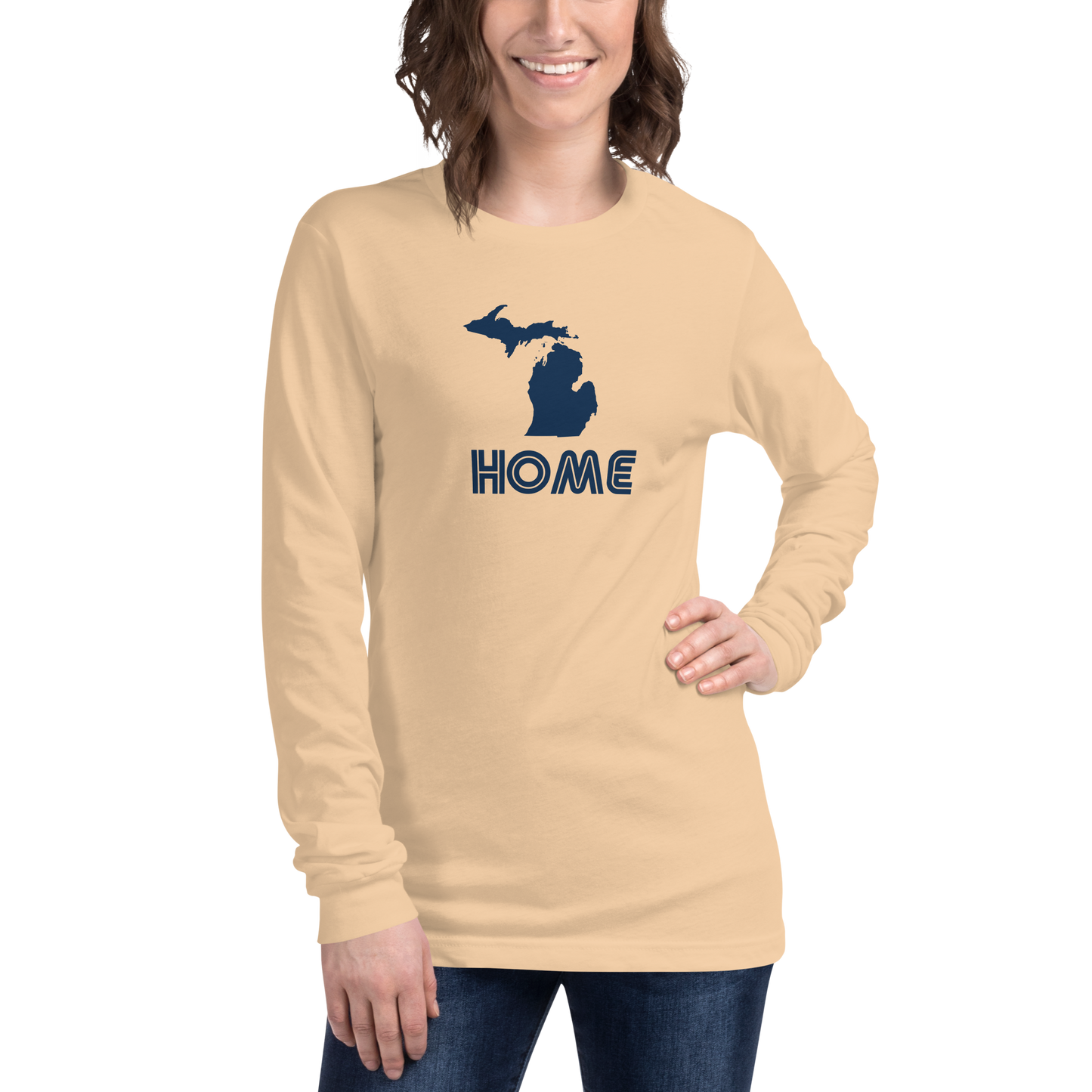 Michigan 'Home' T-Shirt (1970s Audiophile Font) | Unisex Long Sleeve