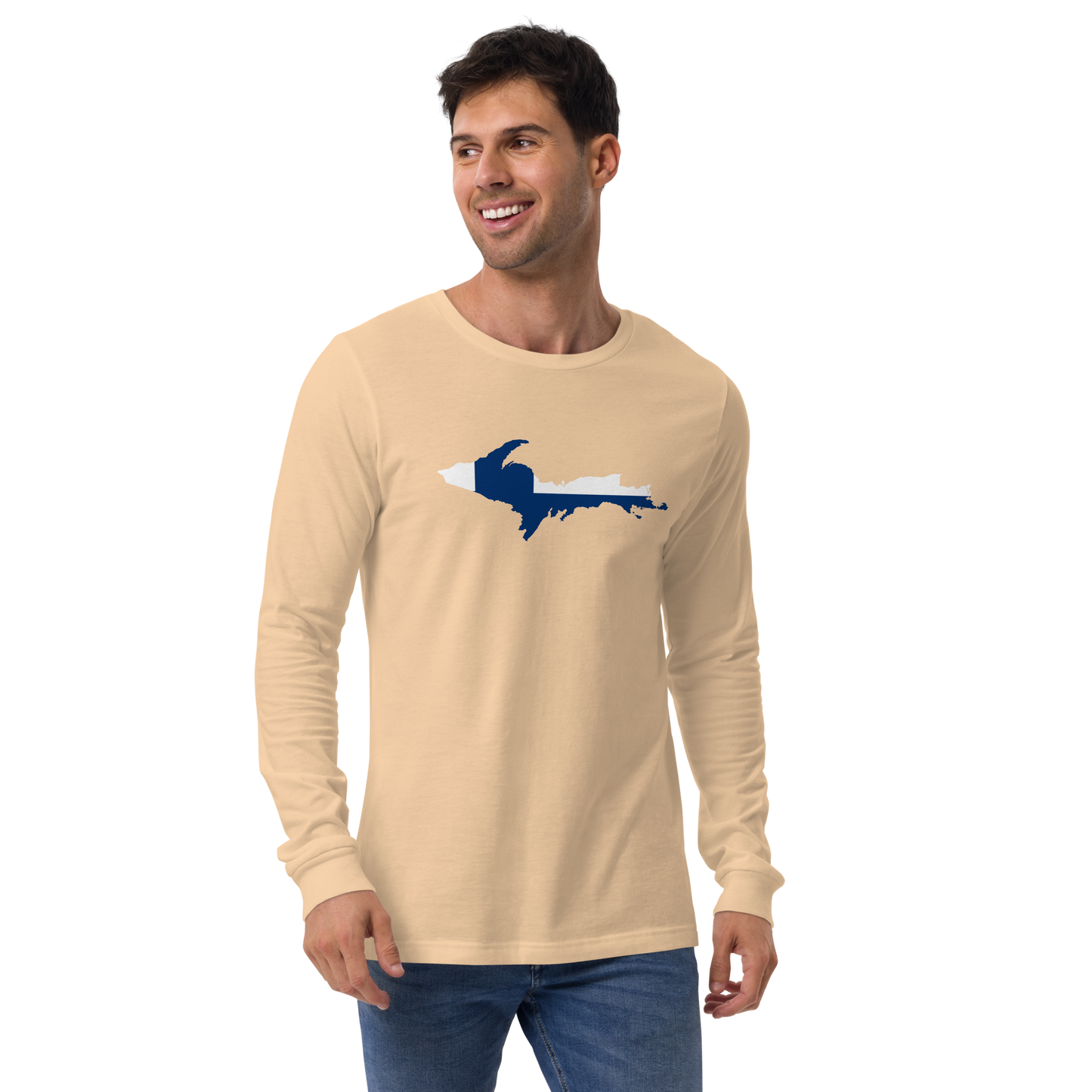 Michigan Upper Peninsula T-Shirt (w/ UP Finland Flag Outline) | Unisex Long Sleeve