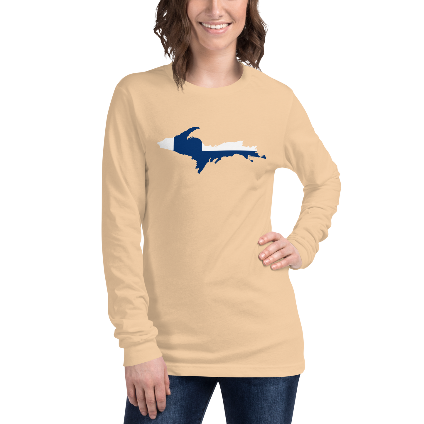 Michigan Upper Peninsula T-Shirt (w/ UP Finland Flag Outline) | Unisex Long Sleeve