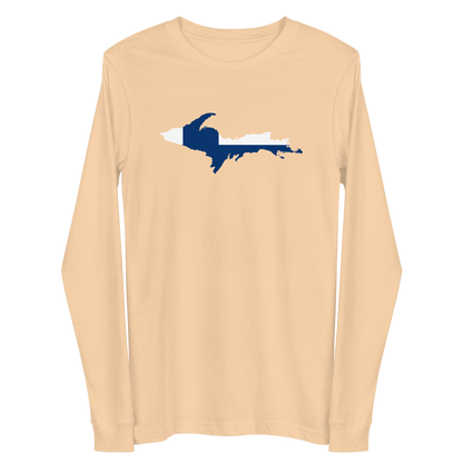 Michigan Upper Peninsula T-Shirt (w/ UP Finland Flag Outline) | Unisex Long Sleeve