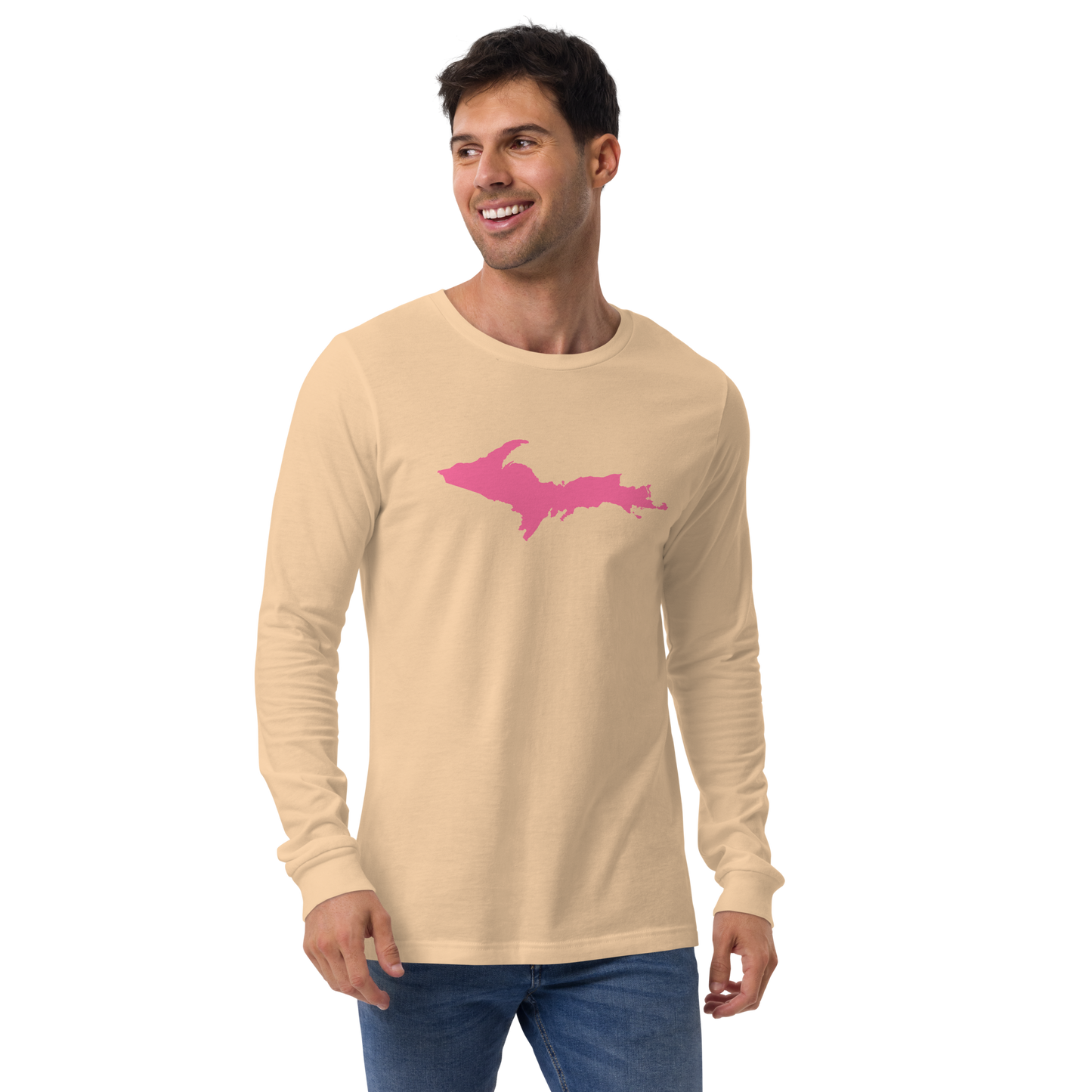 Michigan Upper Peninsula T-Shirt (w/ Pink UP Outline) | Unisex Long Sleeve