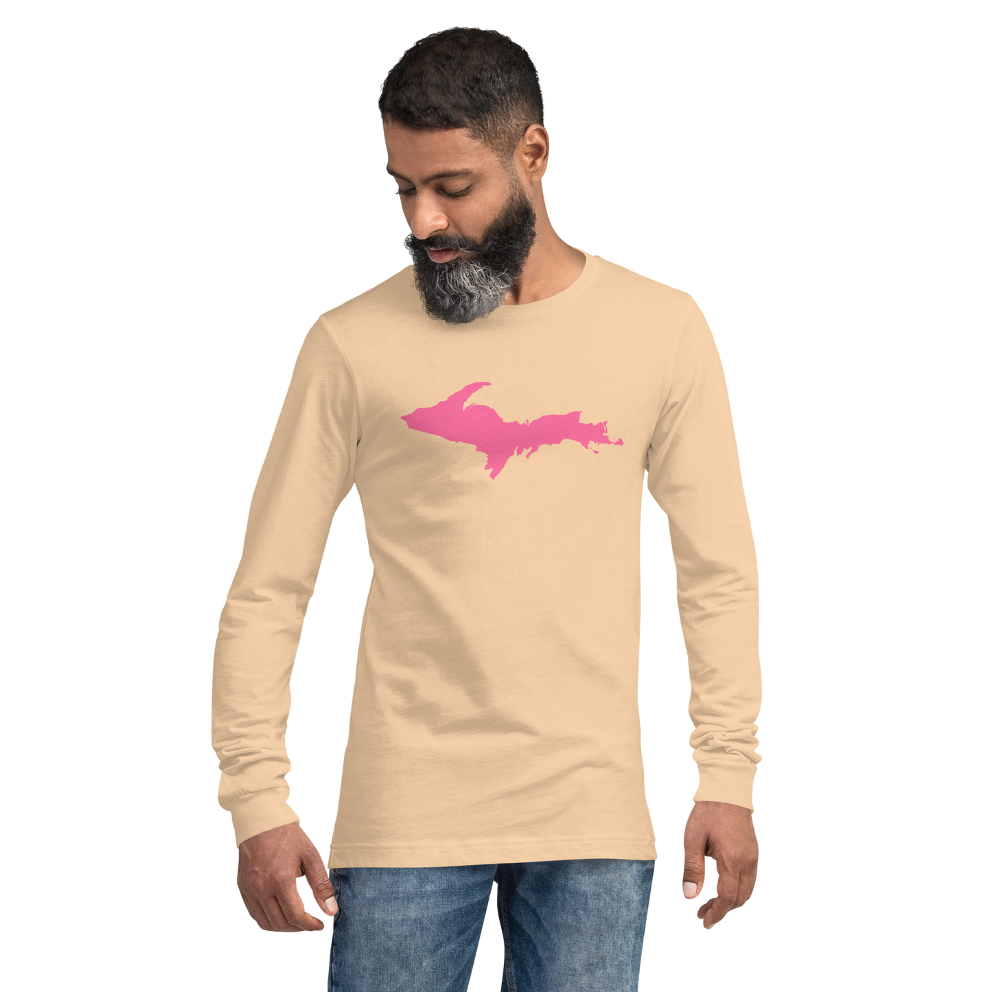 Michigan Upper Peninsula T-Shirt (w/ Pink UP Outline) | Unisex Long Sleeve