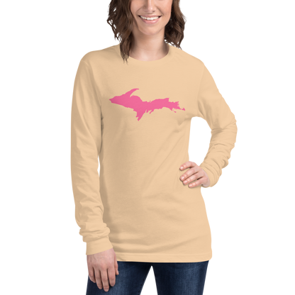 Michigan Upper Peninsula T-Shirt (w/ Pink UP Outline) | Unisex Long Sleeve