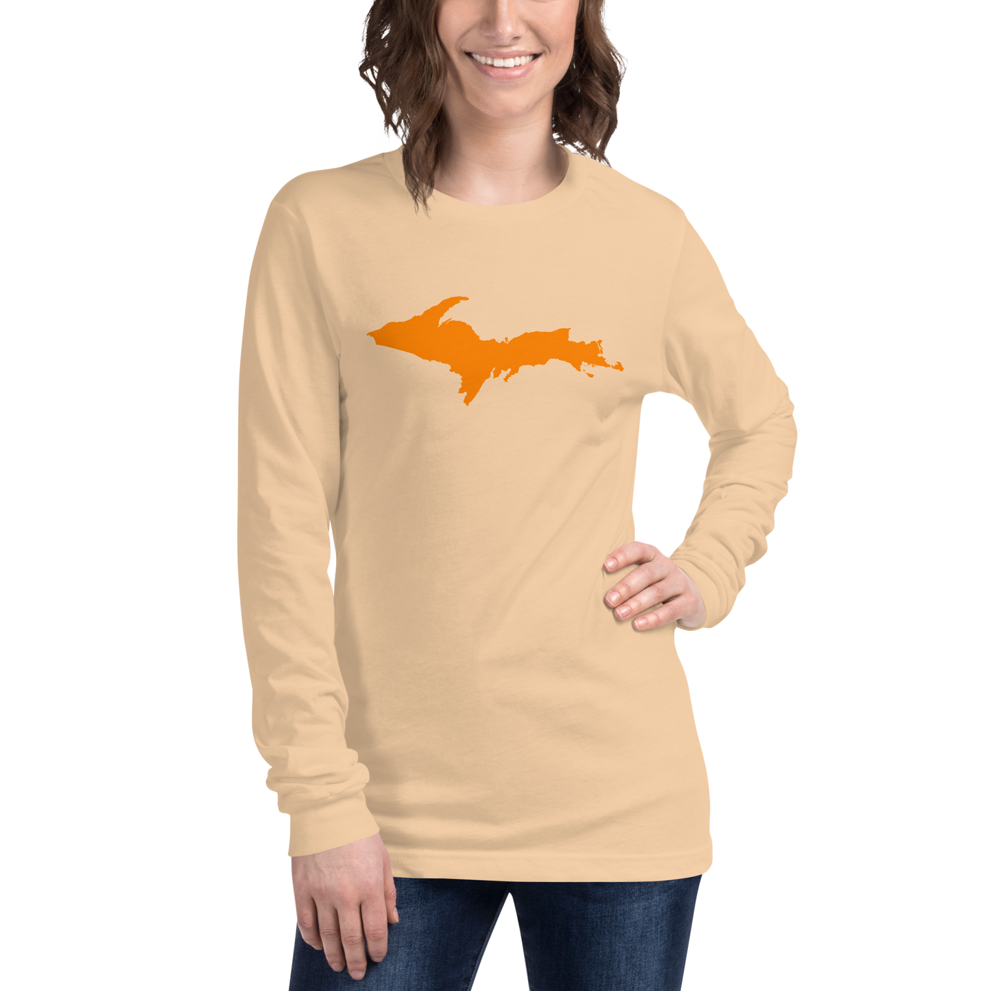 Michigan Upper Peninsula T-Shirt (w/ Orange UP Outline) | Unisex Long Sleeve