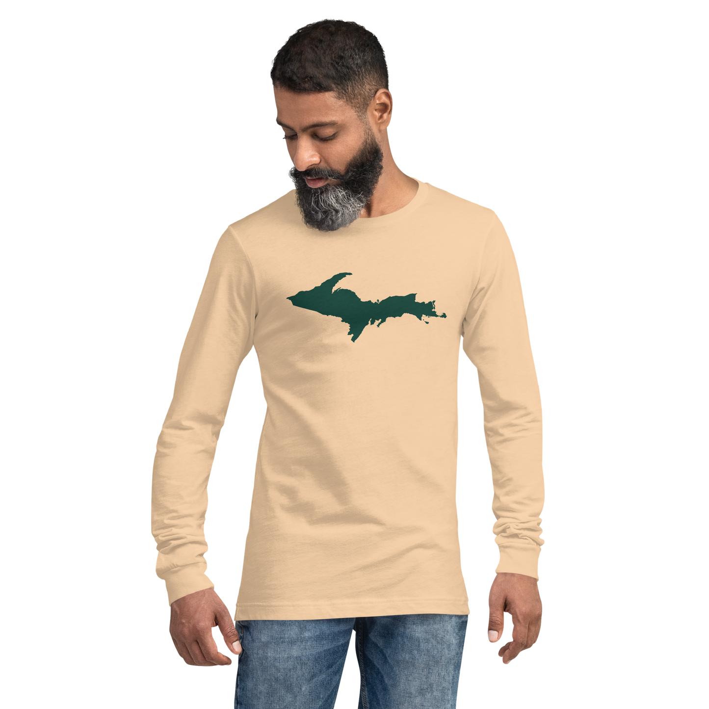 Michigan Upper Peninsula T-Shirt (w/ Green UP Outline) | Unisex Long Sleeve