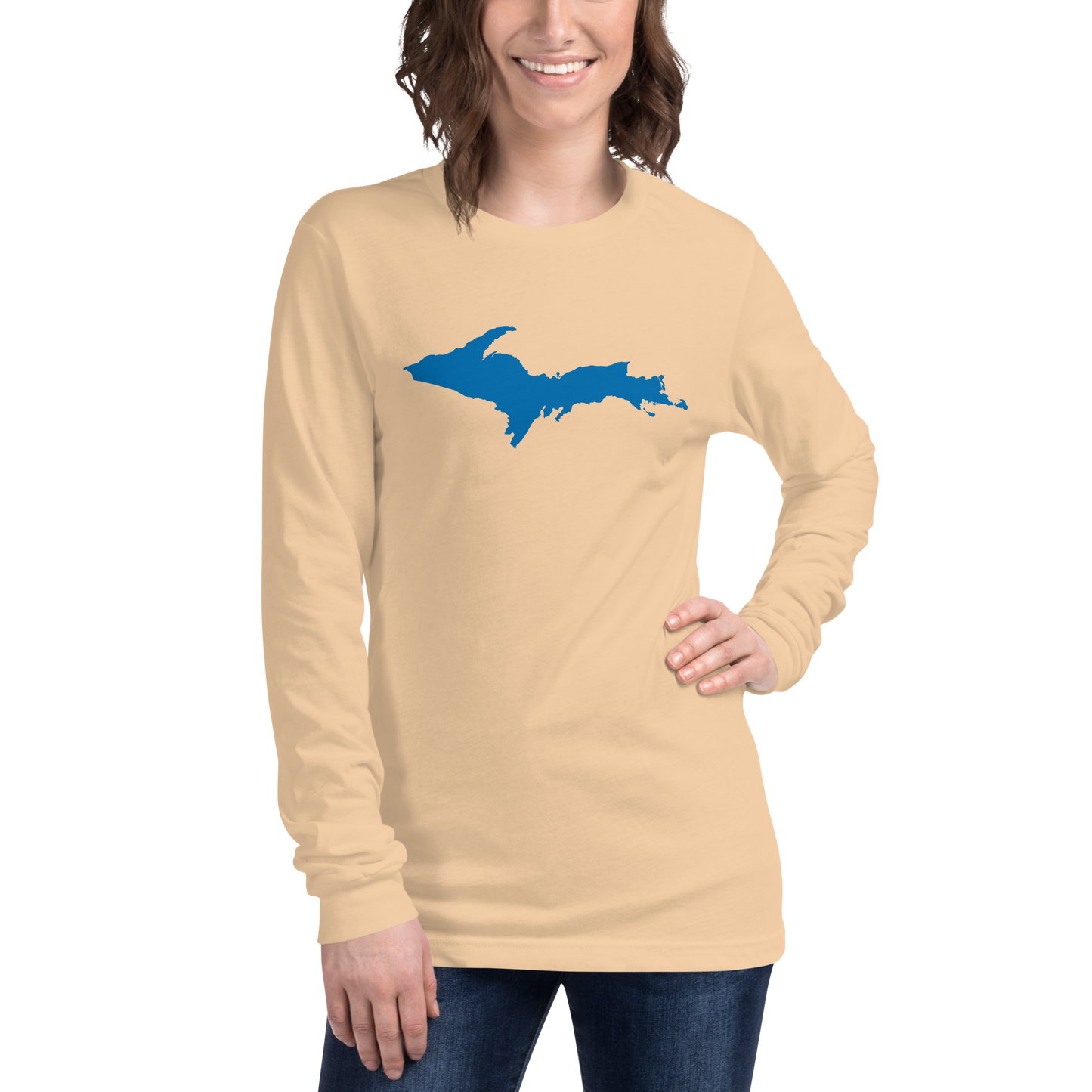 Michigan Upper Peninsula T-Shirt (w/ Azure UP Outline) | Unisex Long Sleeve