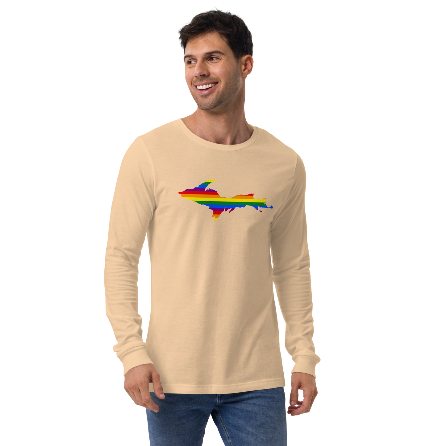 Michigan Upper Peninsula T-Shirt (w/ UP Pride Flag Outline) | Unisex Long Sleeve