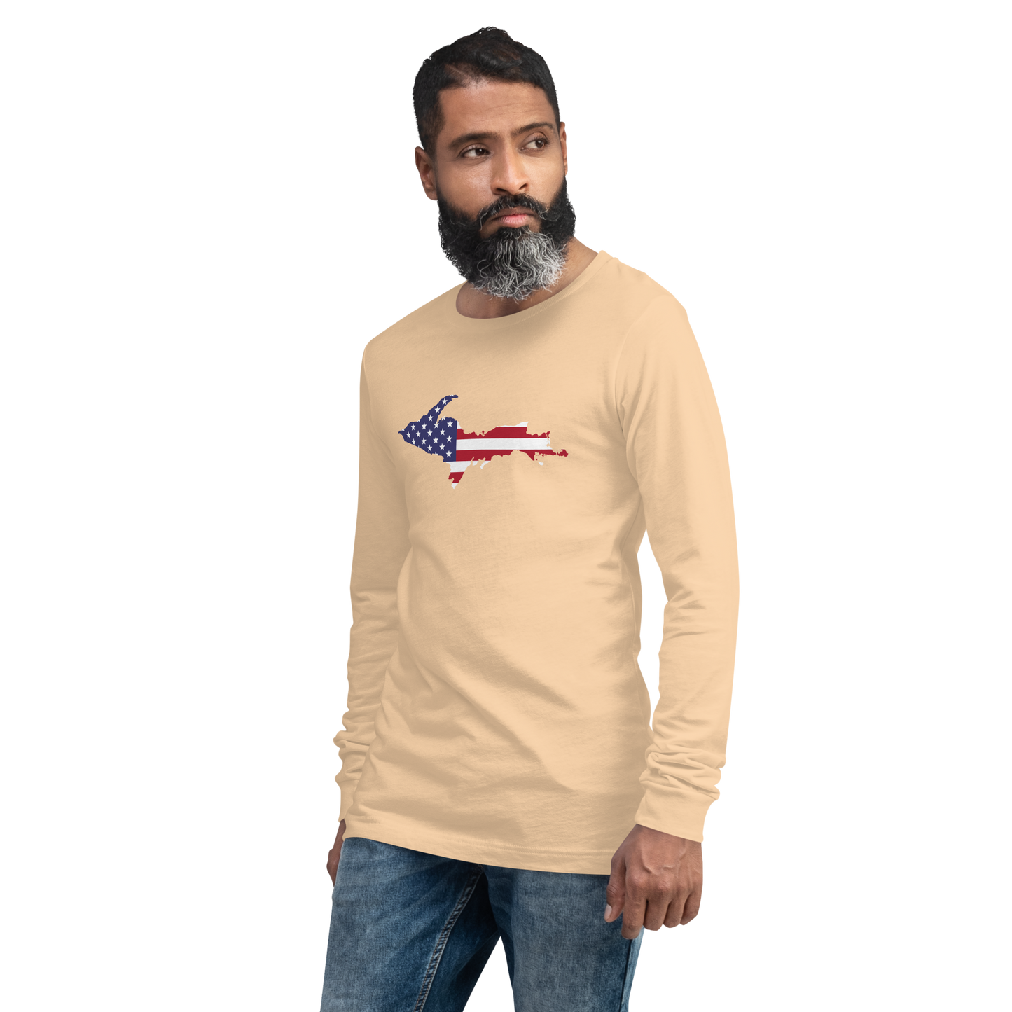 Michigan Upper Peninsula T-Shirt (w/ UP USA Flag Outline) | Unisex Long Sleeve