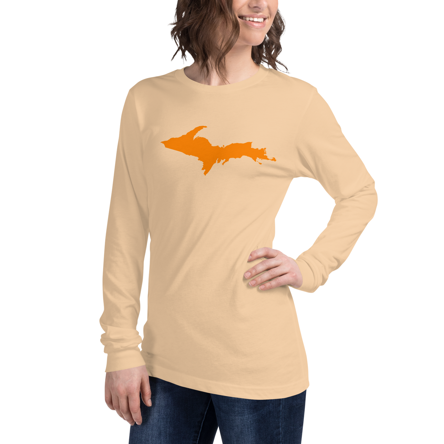 Michigan Upper Peninsula T-Shirt (w/ Orange UP Outline) | Unisex Long Sleeve