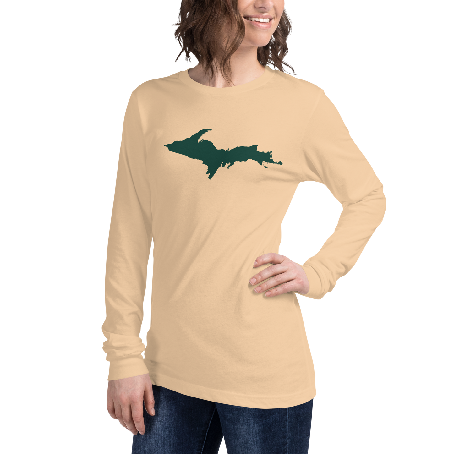 Michigan Upper Peninsula T-Shirt (w/ Green UP Outline) | Unisex Long Sleeve