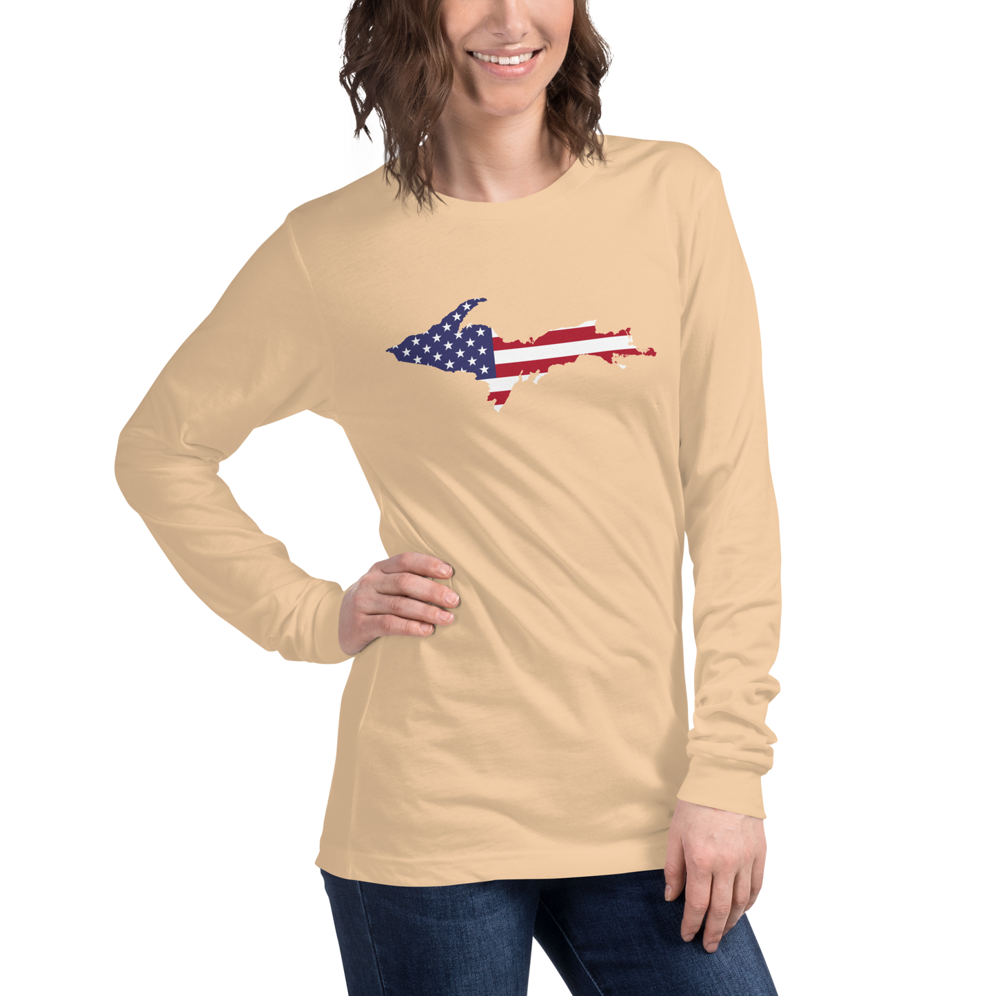 Michigan Upper Peninsula T-Shirt (w/ UP USA Flag Outline) | Unisex Long Sleeve