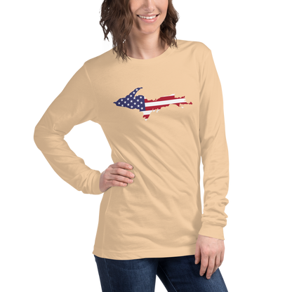 Michigan Upper Peninsula T-Shirt (w/ UP USA Flag Outline) | Unisex Long Sleeve