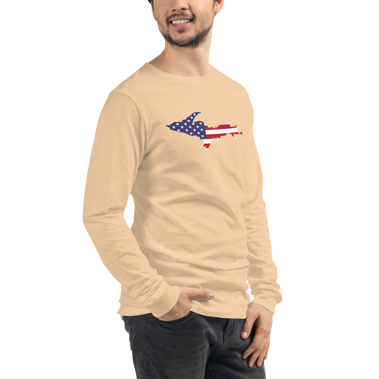 Michigan Upper Peninsula T-Shirt (w/ UP USA Flag Outline) | Unisex Long Sleeve