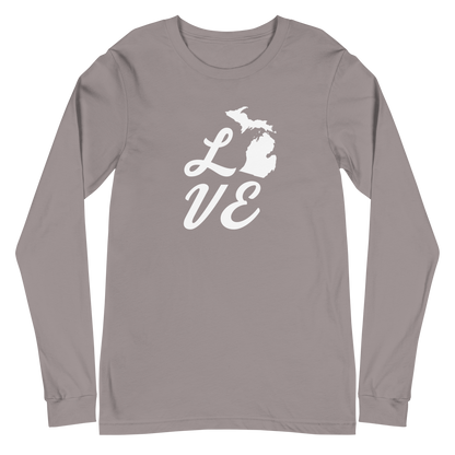 Michigan 'Love' T-Shirt (Retro Script Font) | Unisex Long Sleeve