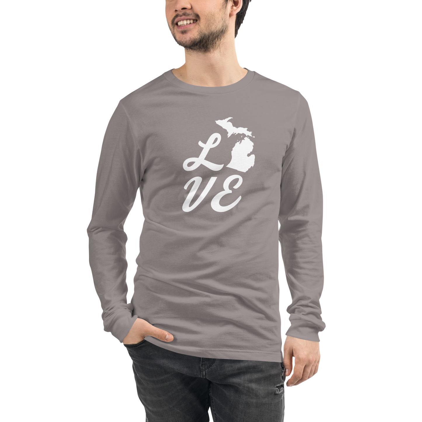 Michigan 'Love' T-Shirt (Retro Script Font) | Unisex Long Sleeve