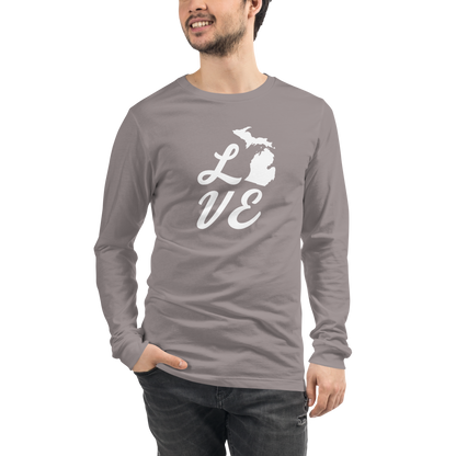 Michigan 'Love' T-Shirt (Retro Script Font) | Unisex Long Sleeve