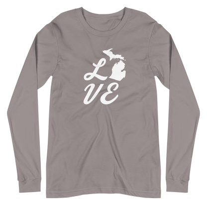 Michigan 'Love' T-Shirt (Retro Script Font) | Unisex Long Sleeve