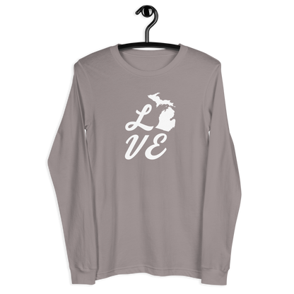 Michigan 'Love' T-Shirt (Retro Script Font) | Unisex Long Sleeve